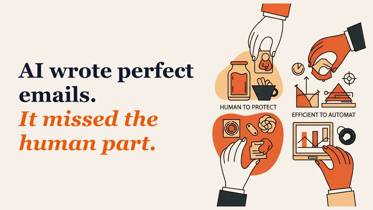 Illustration for: AI wrote perfect emails. It missed the human part.