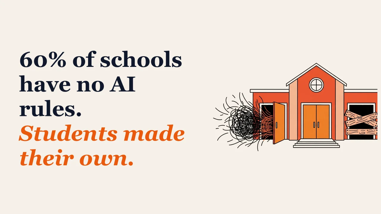 Illustration for: 60% of schools have no AI rules. Students made their own.