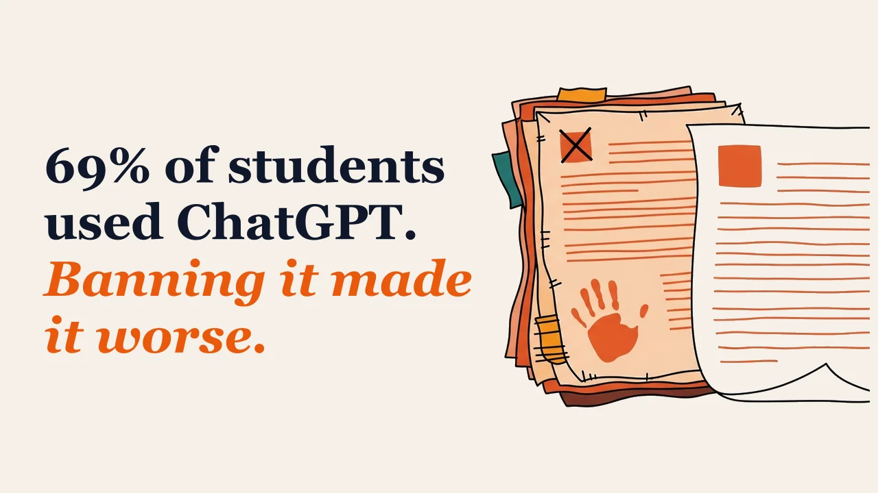 Illustration for: 69% of students used ChatGPT. Banning it made it worse.
