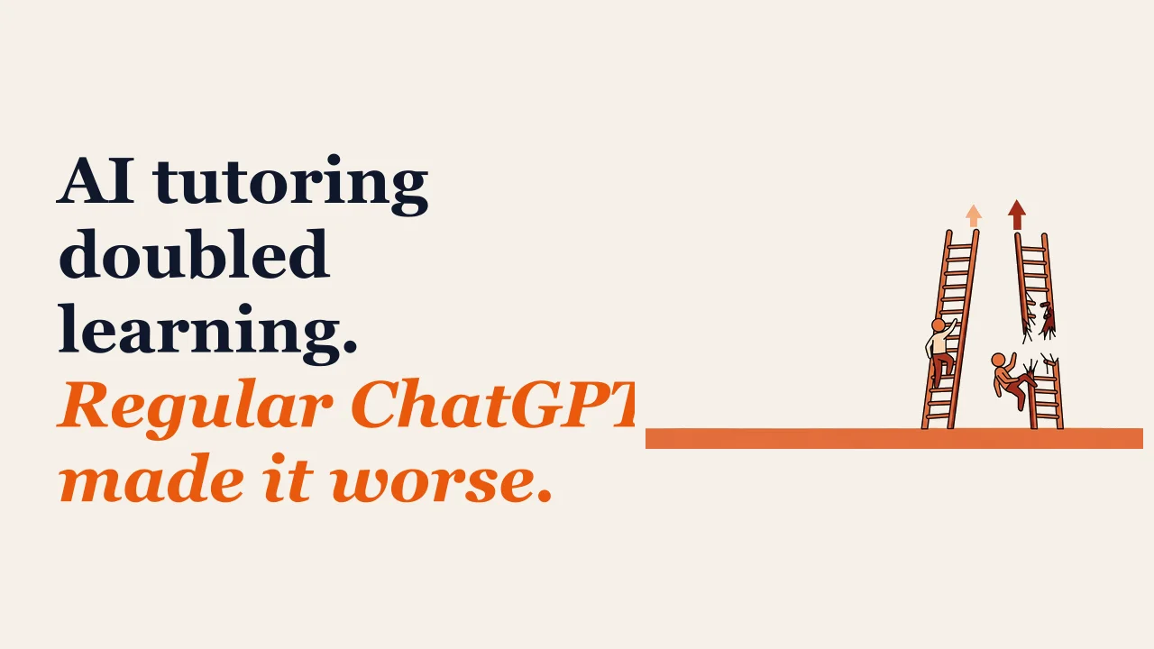 Illustration for: AI tutoring doubled learning. Regular ChatGPT made it worse.