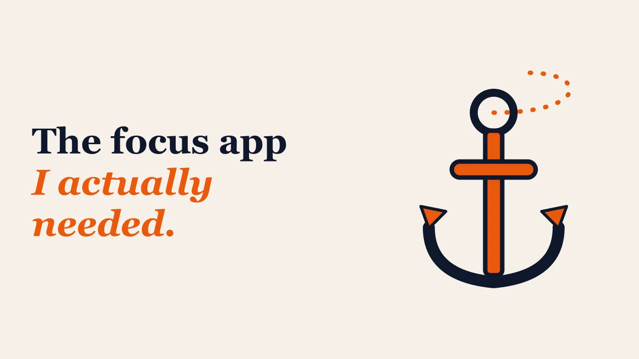 Warm editorial illustration of an anchor, with a small drifting dotted path curving away and returning to it.