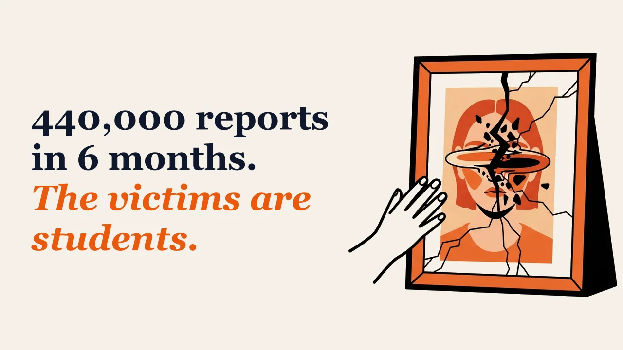 Illustration for: 440,000 reports in 6 months. The victims are students.