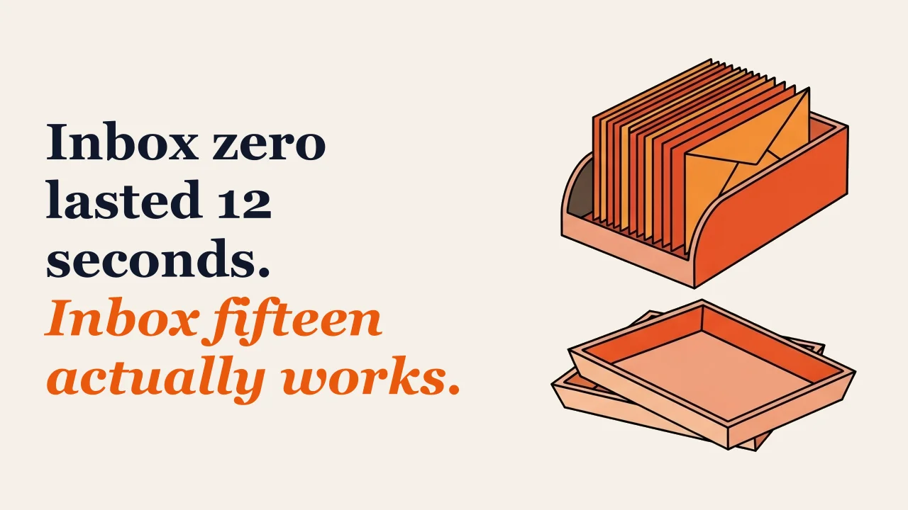 Illustration for: Inbox zero lasted 12 seconds. Inbox fifteen actually works.