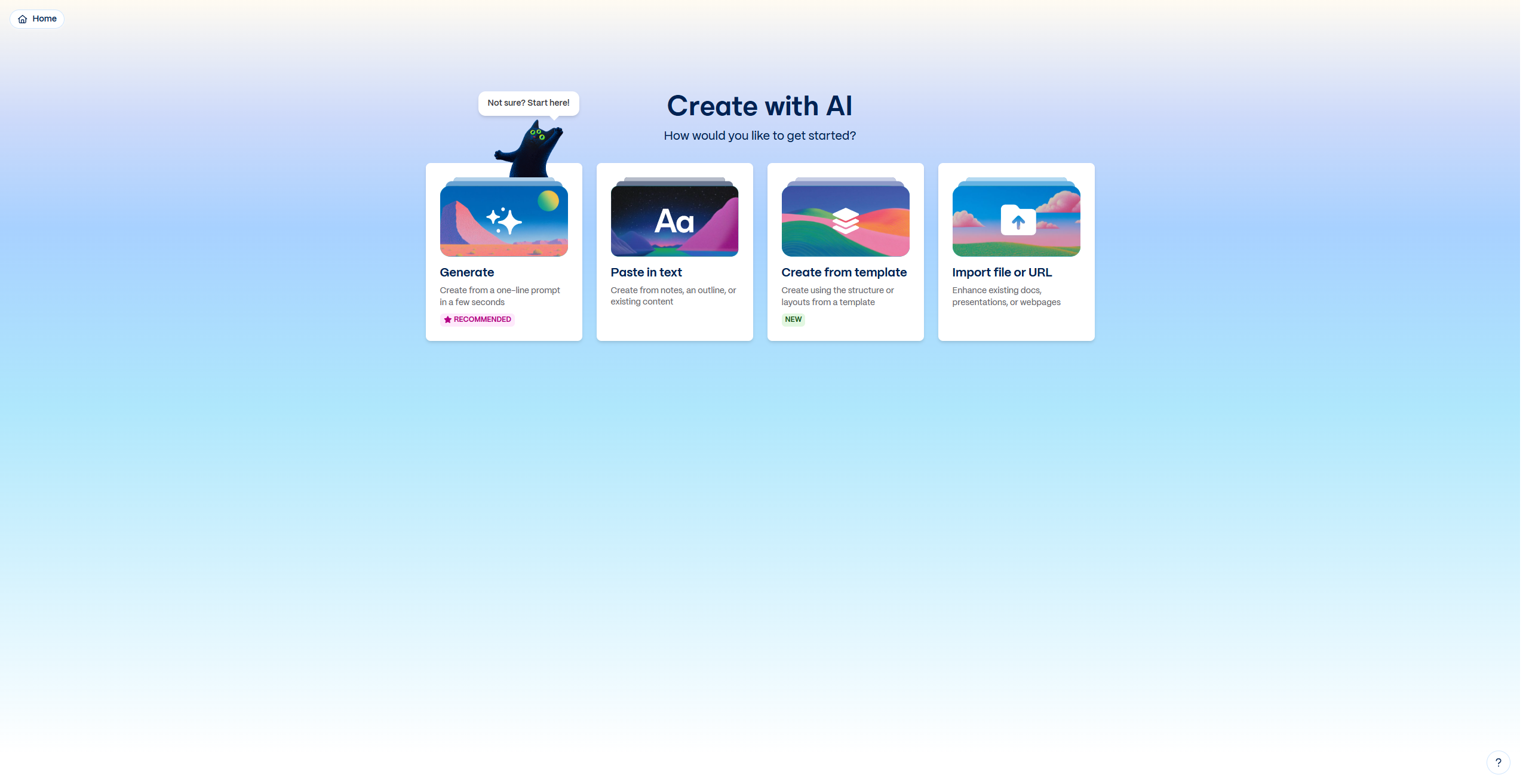 Create with AI options