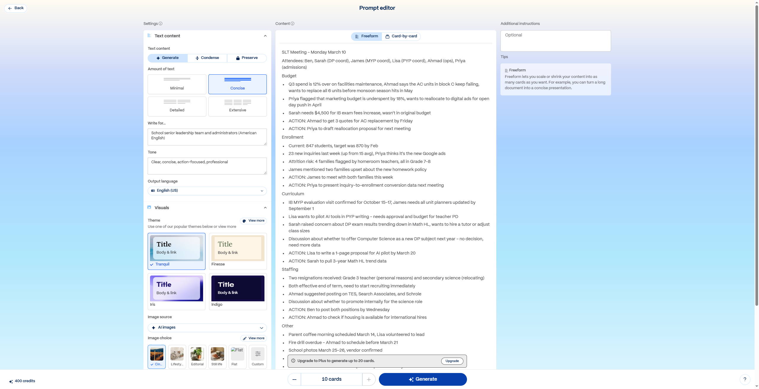 Prompt editor